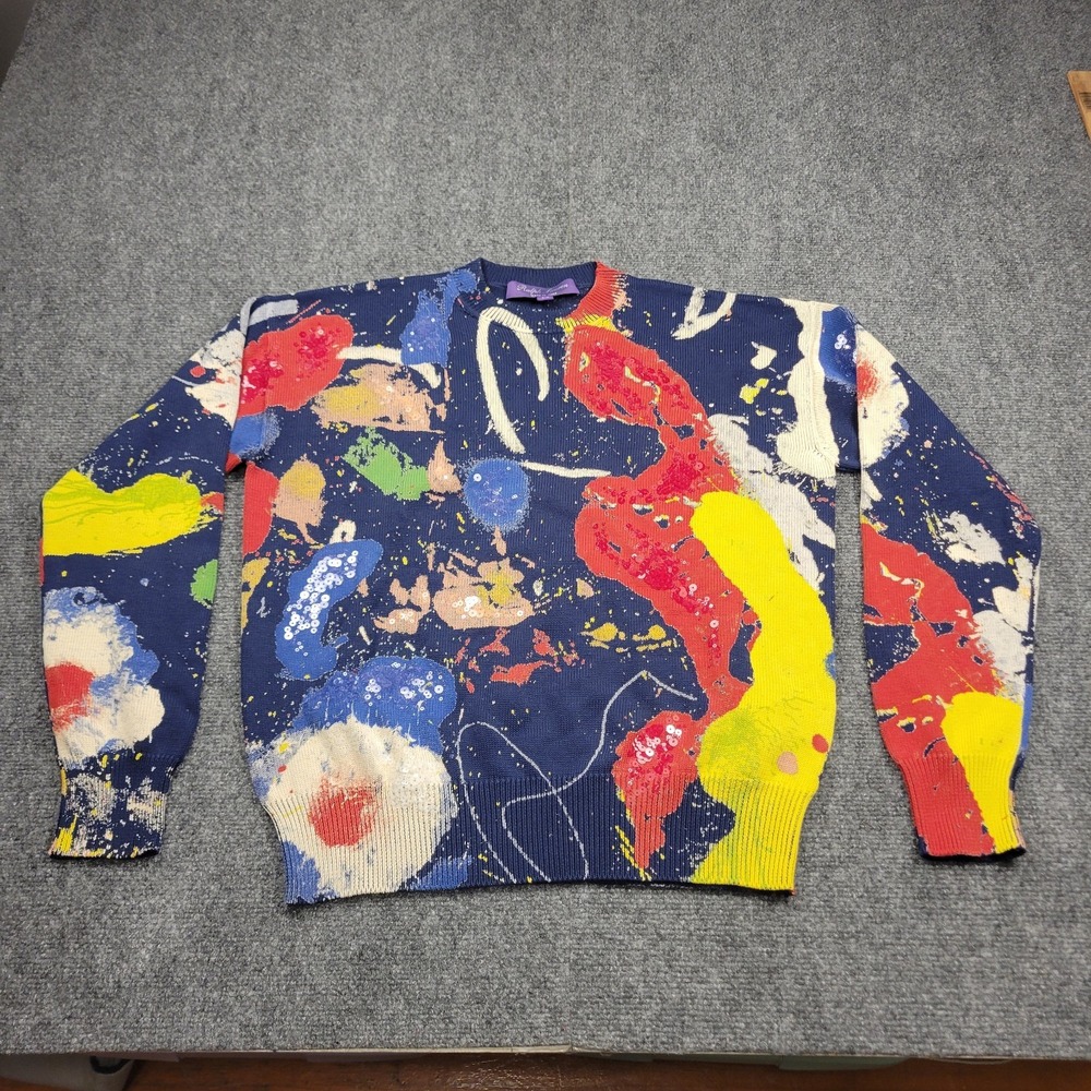 Ralph Lauren Purple Label Paint Splatter Crewneck Designer Sweater Women S $2190